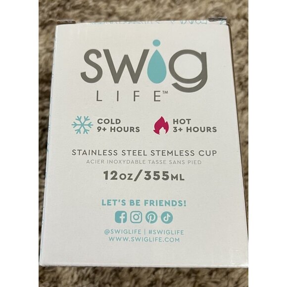 NIB Swig Life Stainless Steel Stemless Wine Cup Shimmer Rose Gold 12oz - Picture 4 of 5